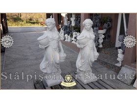 Oferta, National, Statueta domnita cu cosulete, alb marmorat, model S23