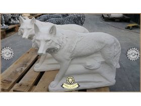 Oferta, National, Statueta animal lup, alb marmorat, model S78