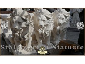 Oferta, National, Statueta leu in sezut, alb marmorat, model S46