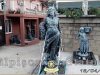 Statueta domnita cu flori, gri patinat, model S50